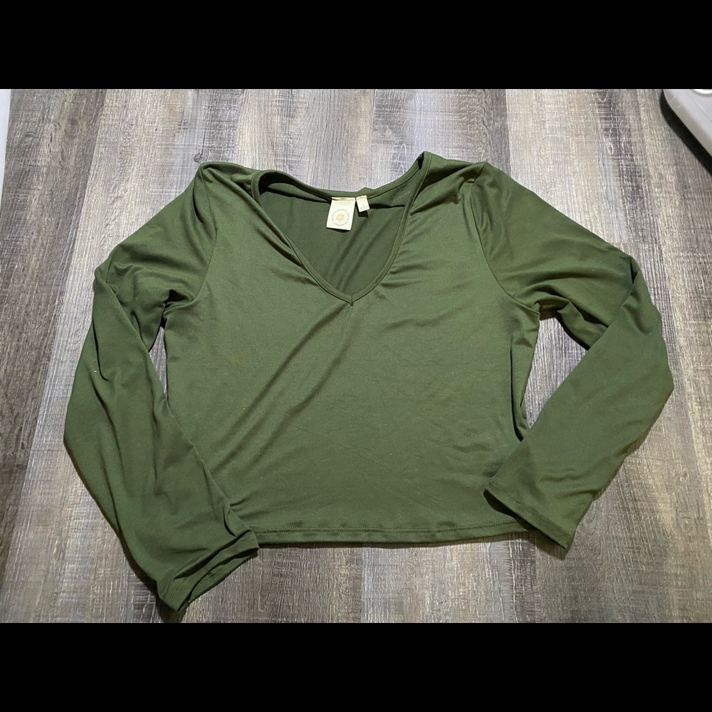 Sage Cropped long sleep shirt